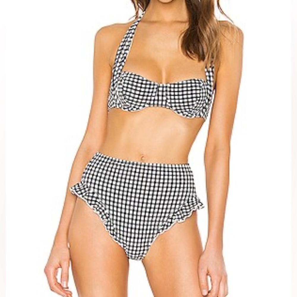 SOLID & STRIPED Black and White gingham Bikini M